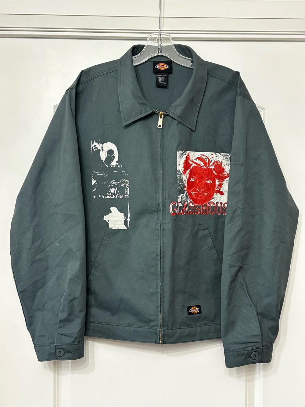 Rare Custom Dickies Eisenhower Work Jacket Size XL - "GLASSHOUSE" Graphic Print